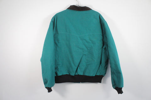 Carhartt Quilt Lined Corduroy Collar Canvas Santa Fe Jacket Teal Green