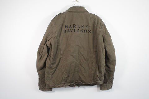 Vintage Harley Davidson Military Field Jacket w/ Eagle Patch Olive Green XL