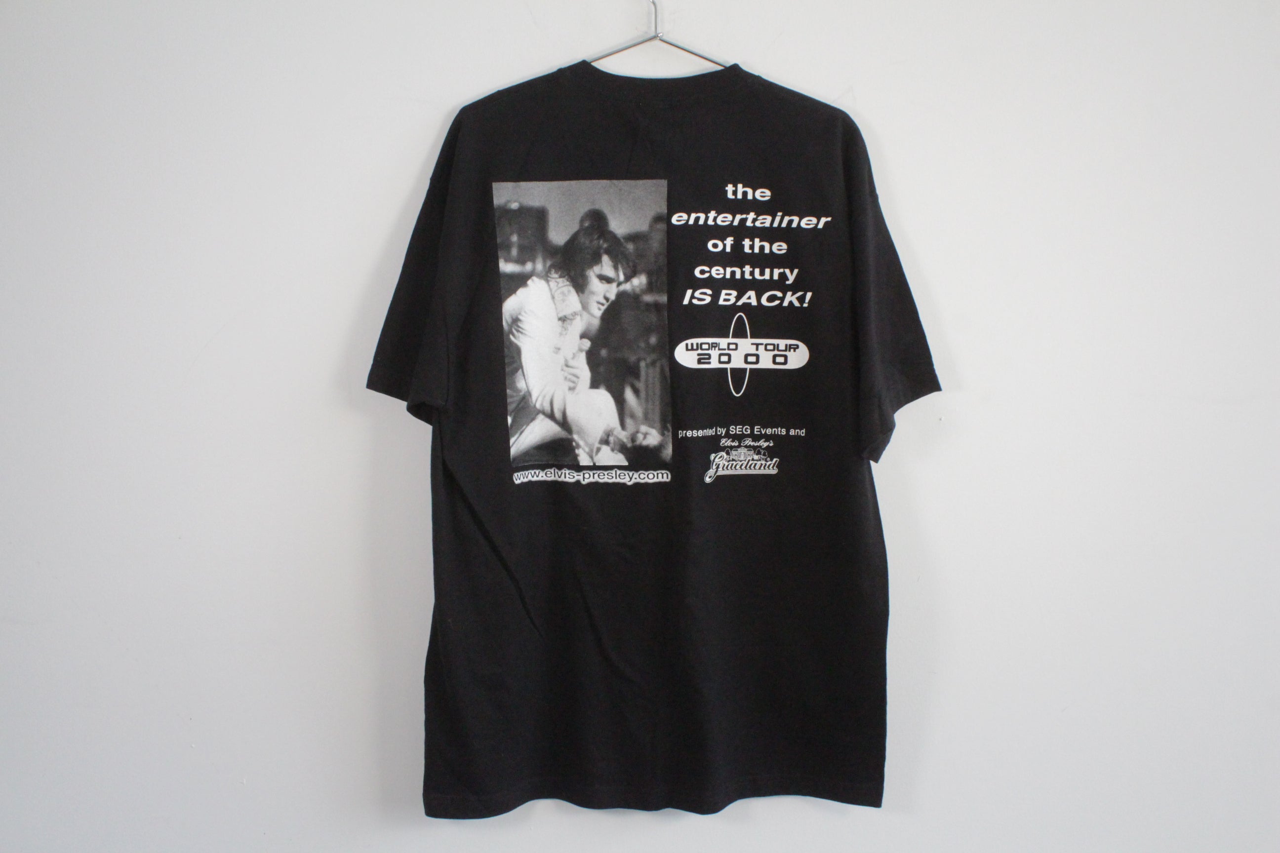 Vintage Alstyle Elvis The Concert World Tour 2000 Tee Shirt Black