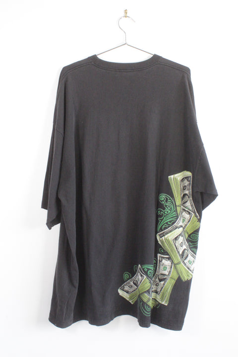 Vintage In Doe We Trust Money & Cross Hip Hop Tee Shirt Black