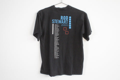 Vintage All Sport Rod Stewart 2001 Concert Graphic Tee Shirt Black Medium