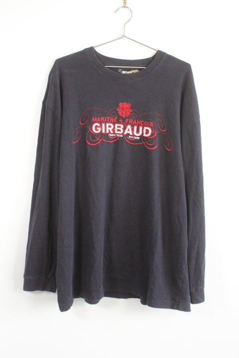 Vintage Marithe Francois Girbaud Logo Print Long Sleeve Tee Shirt Black 3XL