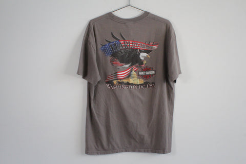 Harley Davidson Washington DC, USA Graphic Tee Shirt Gray XL