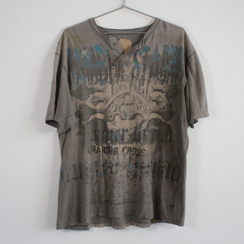 Vintage Y2K Modern Culture Charing Cross Grunge Tee Shirt Gray XL