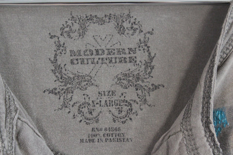 Vintage Y2K Modern Culture Charing Cross Grunge Tee Shirt Gray XL