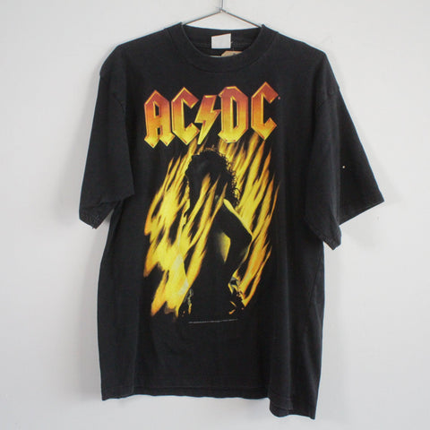 Vintage AC/DC Bonfire Angus Young Album Tee Shirt Black Large
