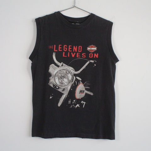 Vintage Harley Davidson The Legend Lives On Sleeve Biker Tee Shirt Black M