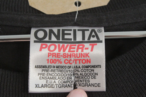 Vintage Oneita Calvin Klein Unique Logo Print Tee Shirt Black XL