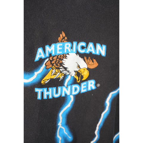 "Retail" Vintage American Thunder Skull Cowboy Tee Shirt Black XL Single Stitch