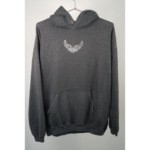 "Retail" Harley-Davidson Logo Print Front & Back Pullover Hoodie Gray