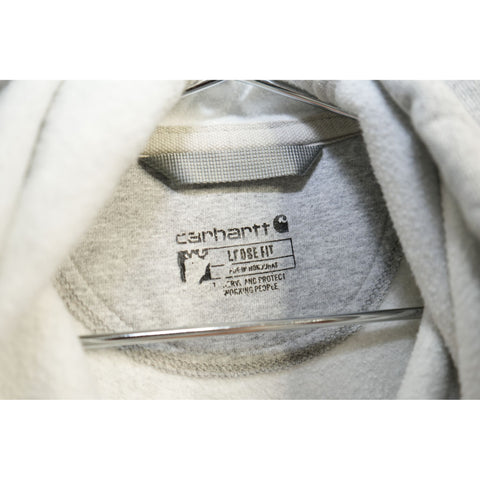 "Retail" Carhartt Loose Fit Sleeve Spell Out Logo Pullover Hoodie Gray Medium Men's