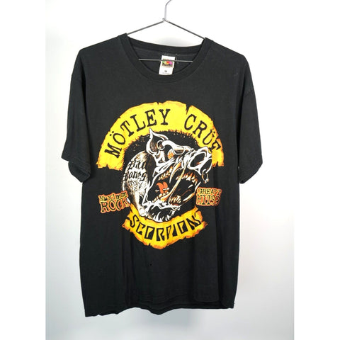 "Retail" Vintage FOTL Motley Crue & Scorpions Maximum Rock Tour Tee Shirt Black XL