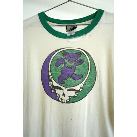 "Retail" Liquid Blue 2005 Grateful Dead Ringer Tee Shirt White/Green XL Men's