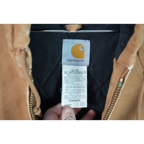 "Retail" Carhartt J140 BRN Quilt-Lined Duck Canvas Full Zip Active Jacket Brown XL