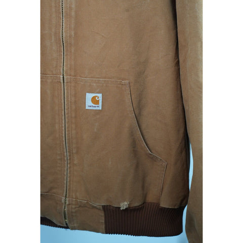 "Retail" Carhartt J140 BRN Quilt-Lined Duck Canvas Full Zip Active Jacket Brown XL