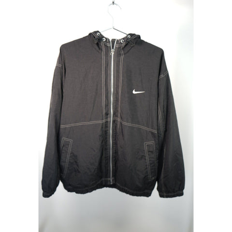 "Retail" Vintage Nike Reverse Stitch Full Zip Hooded Track Jacket Black XL