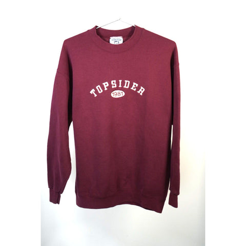 "Retail" Vintage Lee Topsider 1981 Embroidered Pullover Sweatshirt Maroon L Made in USA