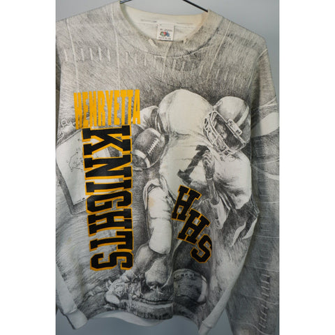 "Retail" Vintage FOTL Henryetta Knights Pullover AOP Graphic Sweatshirt XL