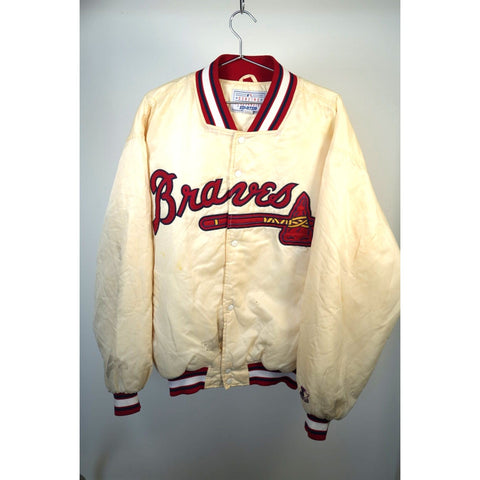 "Retail" Vintage 90s Starter Atlanta Braves Varsity Jacket Tan/Red XL