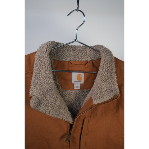 "Retail" Carhartt 104277 BRN Mock Neck Sherpa Lined Duck Canvas Full Zip Vest Brown L