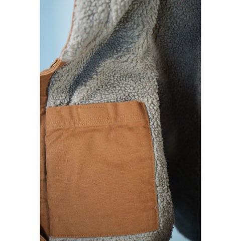 "Retail" Carhartt 104277 BRN Mock Neck Sherpa Lined Duck Canvas Full Zip Vest Brown L