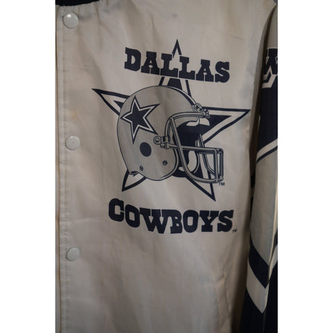 "Retail" Vintage Chalk Line Dallas Cowboys Satin Printed Snap Bomber Jacket Made in USA