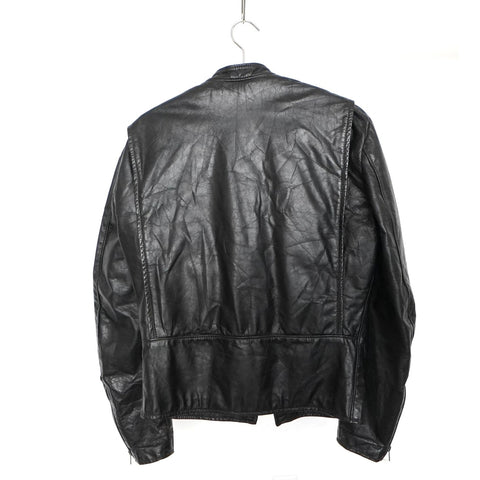 "Retail" Vintage Brooks Sportswear Full Zip Motorcycle Biker Leather Jacket Black Men's