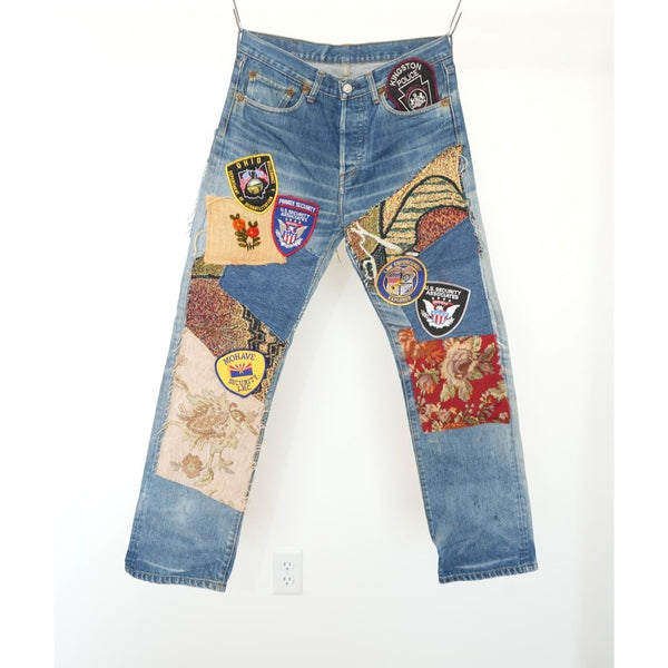 LEVI'S LVC 66501 W34 denim patchwork bootcut Made in JAPAN