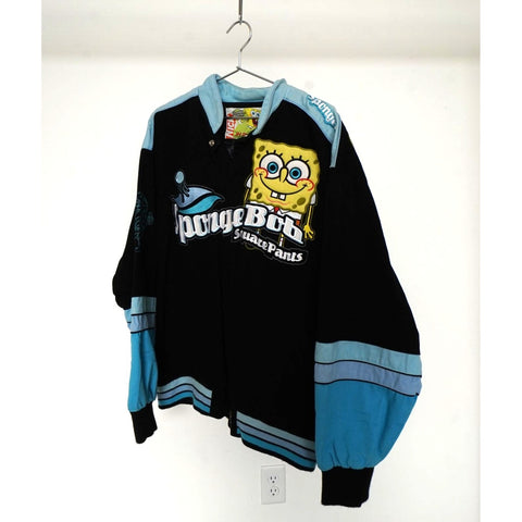 "Retail" Vintage JH Design SpongeBob SquarePants Embroidered NASCAR Jacket Black/Blue 2XL