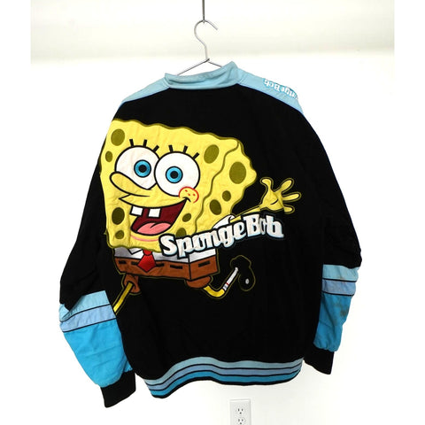 "Retail" Vintage JH Design SpongeBob SquarePants Embroidered NASCAR Jacket Black/Blue 2XL