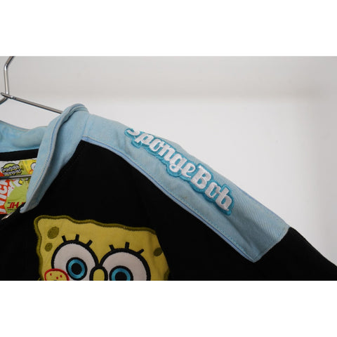 "Retail" Vintage JH Design SpongeBob SquarePants Embroidered NASCAR Jacket Black/Blue 2XL