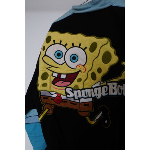 "Retail" Vintage JH Design SpongeBob SquarePants Embroidered NASCAR Jacket Black/Blue 2XL