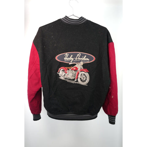 "Retail" Vintage Harley-Davidson Quilt Lined Embroidered Bomber Jacket Black/Red Small
