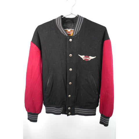 "Retail" Vintage Harley-Davidson Quilt Lined Embroidered Bomber Jacket Black/Red Small
