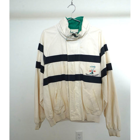 "Retail" Vintage Nautica Challenge J-Class Striped Windbreaker Jacket White/Navy XL