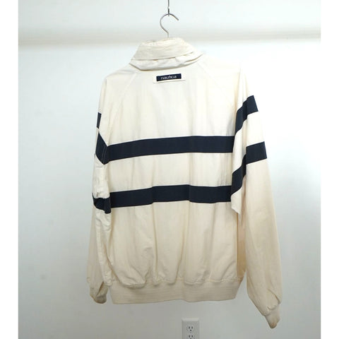 "Retail" Vintage Nautica Challenge J-Class Striped Windbreaker Jacket White/Navy XL