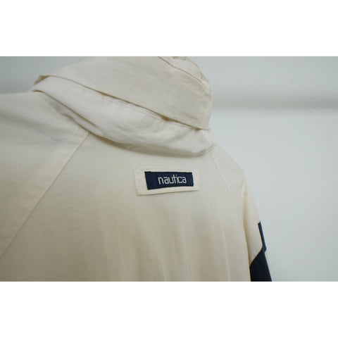 "Retail" Vintage Nautica Challenge J-Class Striped Windbreaker Jacket White/Navy XL