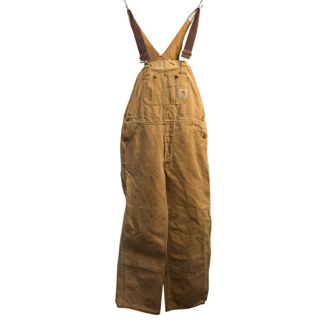 "Retail" Carhartt Unlined Canvas Double-Knee Workwear Bib Overalls Brown W35 Men's