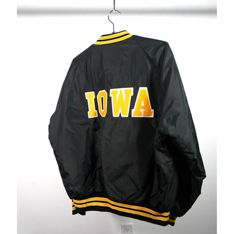 "Retail" Vintage Pla-Jac Iowa Hawkeyes Snap Bomber Jacket Black/Yellow XL Made in USA