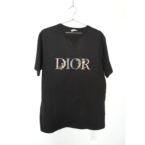 "Retail" Dior SS21 DIOR Flowers Embroidered Tee Shirt Black XL Men's