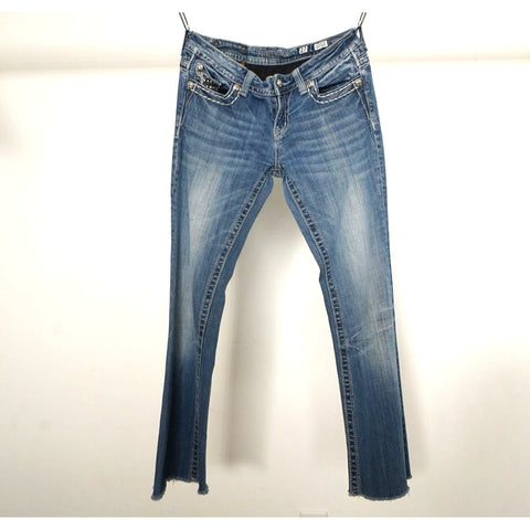 "Retail" Miss Me JE6067EX Easy Boot Cut Denim Jeans w/ Embellished Pocket W28 Women's