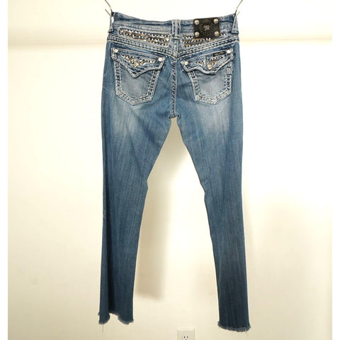 "Retail" Miss Me JE6067EX Easy Boot Cut Denim Jeans w/ Embellished Pocket W28 Women's