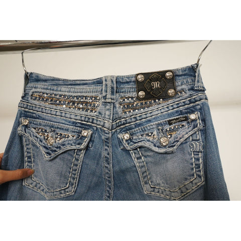 "Retail" Miss Me JE6067EX Easy Boot Cut Denim Jeans w/ Embellished Pocket W28 Women's