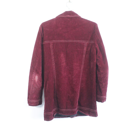 TG 1970s Burgundy Felt Coat | Vintage Retro Mod Style Outerwear | Classic Button Front Jacket | Timeless Statement Fall Winter Fashion