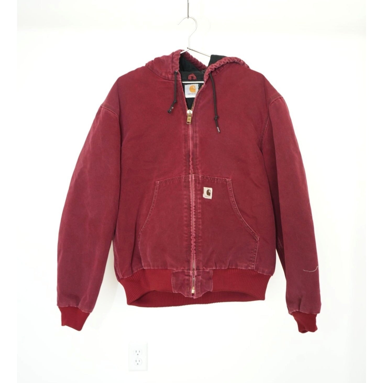 Retail Carhartt Quilt Flannel Lined Canvas Full Zip Hooded Jacket Maroon Men s