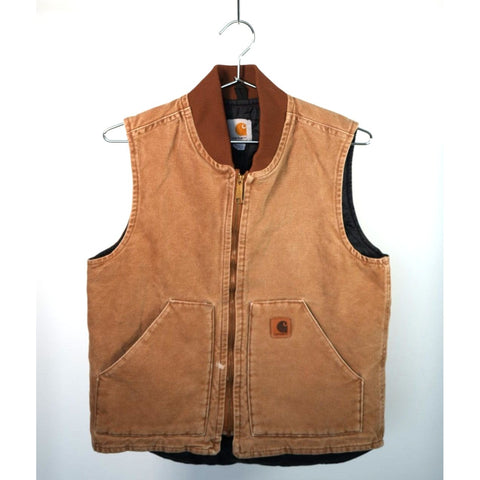 "Retail" Vintage Carhartt Quilt Lined Canvas Full Zip Vest Tan Small