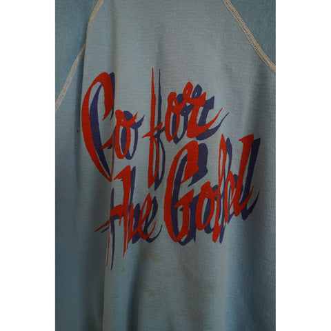 "Retail" Vintage Go For The Gold Script Sleeveless Pullover Sweater Blue XL Men's