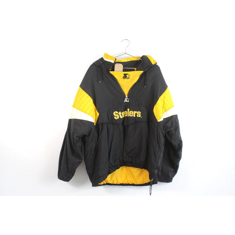 Starter Classic Team NFL Collection Pittsburgh Steelers Jacket | Vintage Black & Yellow Retro Bomber Coat | XL Football Fan Gear Streetwear