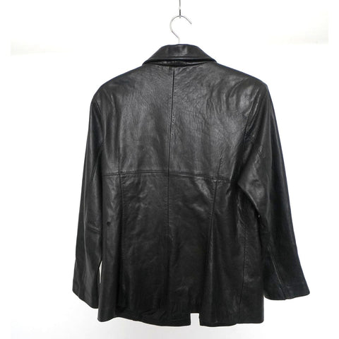 "Retail" Brandon Thomas 3-Buttoned Leather Blazer Jacket Black Size Medium