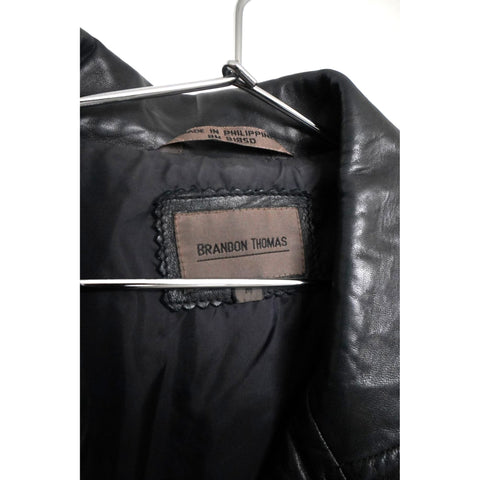 "Retail" Brandon Thomas 3-Buttoned Leather Blazer Jacket Black Size Medium